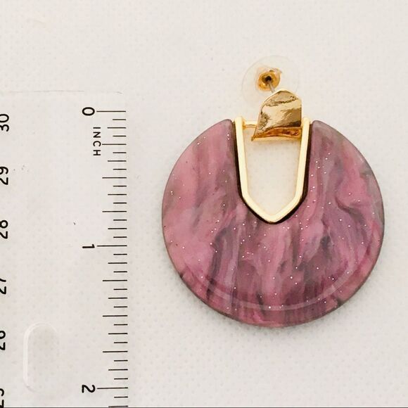 Star Light Purple Gold Open Circle Drop Earrings NWT - Picture 4 of 5